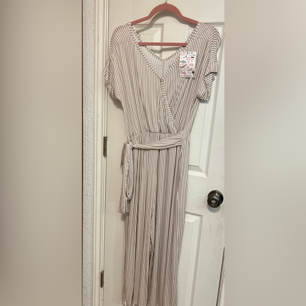 Latched mama pinstripe jumpsuit size large